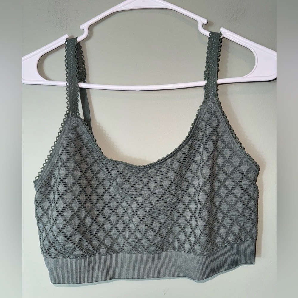 Aerie Women’s Green Diamond Pattern Bralette Size‎ XXL Adjustable Straps
